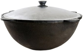 Казан Chugun Invest Узбекский с алюминиевой крышкой (6 л, плоское дно)