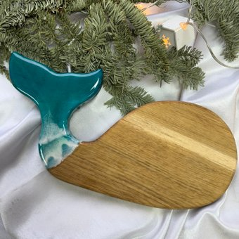 Сервировочная доска Wood_N_Sea Кит с морем