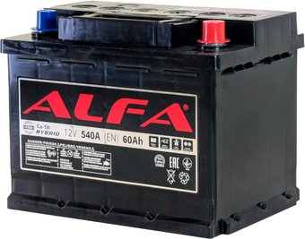 Автомобильный аккумулятор ALFA Hybrid 60 R (60 А·ч)