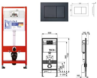 Инсталляция для унитаза Tece 9.400.407 (с кнопкой смыва)