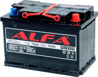 Автомобильный аккумулятор ALFA Hybrid 70 R+ (70 А·ч)