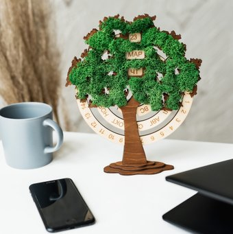 Вечный календарь Творческая мастерская "Пуговка" Анастасии Минич Дерево со мхом