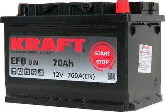 Автомобильный аккумулятор KRAFT EFB 70 R+