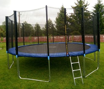 Батут Atlas Sport 490 см - 16ft Pro (с лестницей, внешняя сетка, синий)