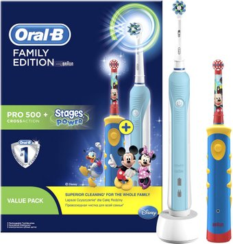 Комплект зубных щеток Oral-B Pro 500 Cross Action и Kids D16.513.1U + D10.513K