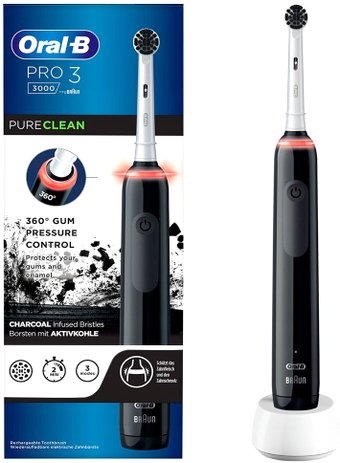 Электрическая зубная щетка Oral-B Pro 3 3000 Pure Clean Black D505.513.3 (черный)