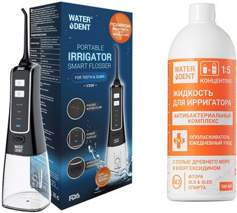 Ирригатор  Waterdent Smart Flosser V300 + жидкость для ирригатора антибактериальный комплекс 100 мл