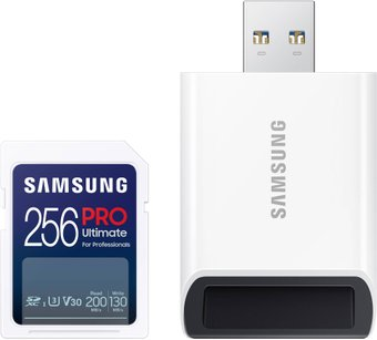Карта памяти Samsung PRO Ultimate SDXC 256GB (с кардридером)