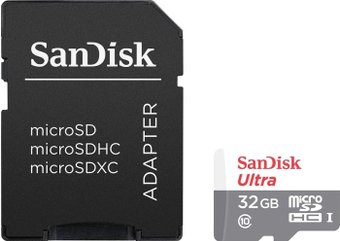 Карта памяти SanDisk Ultra SDSQUNS-032G-GN3MA microSDHC 32GB (с адаптером)