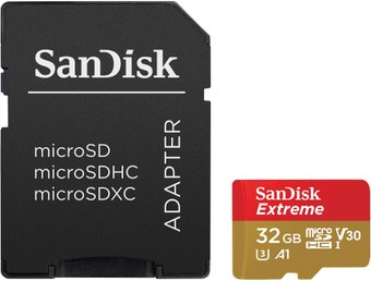 Карта памяти SanDisk Extreme SDSQXAF-032G-GN6MA microSDHC 32GB (с адаптером)