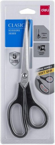 Ножницы канцелярские Deli E38369 (черный)