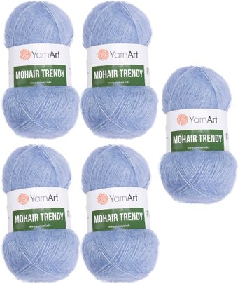 Набор пряжи для вязания Yarnart Mohair Trendy 107 (светло-голубой, 5 шт)