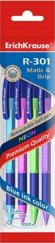 Набор шариковых ручек Erich Krause R-301 Neon Matic&Grip 46770 (4 шт)