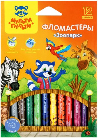 Фломастеры Мульти-пульти Зоопарк WP_94765 (12 цветов)