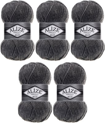 Набор пряжи для вязания Alize Superlana Maxi 182 (100 м, ср. серый, 5 мотков)