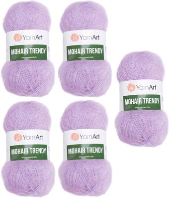 Набор пряжи для вязания Yarnart Mohair Trendy 138 (сиреневый, 5 шт)