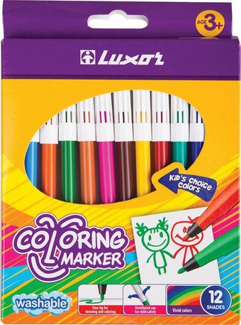 Фломастеры Luxor Coloring 6101/12 BOX (12цв)