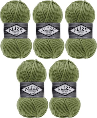 Набор пряжи для вязания Alize Superlana Maxi 620 (100 м, хаки, 5 мотков)