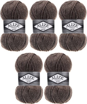 Набор пряжи для вязания Alize Superlana Maxi 240 (100 м, кофейный, 5 мотков)