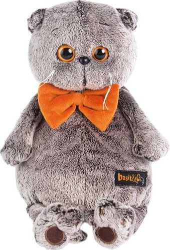 Классическая игрушка Basik & Co Басик в рыжем бархатном банте (19 см)