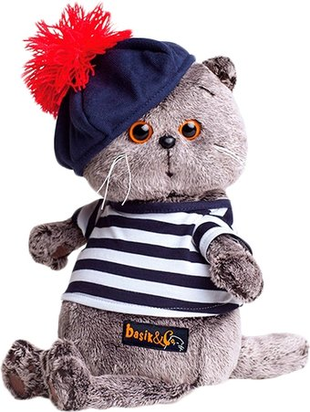 Классическая игрушка Basik & Co Басик в тельняшке и берете (19 см)