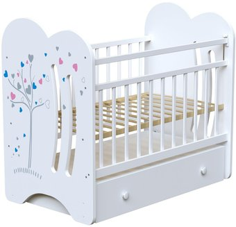 Классическая детская кроватка VDK Wind Tree маятник с ящиком (белый)