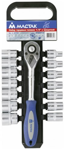 Набор трещотка с головками Мастак 0-4015H (15 предметов)