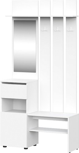 Стенка NN мебель Токио с зеркалом (белый текстурный) - 1/1