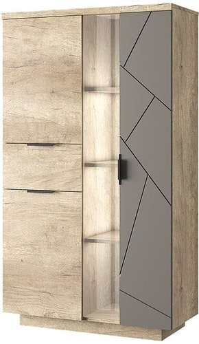 Шкаф-витрина Anrex Kaylas 1V2D1S-P (дуб каньон/силк шитаке) - 1/1