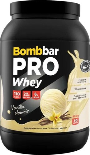 Протеин сывороточный (концентрат) Bombbar Whey Protein Pro (900 г, ванильно-сливочный пломбир) - 1/1