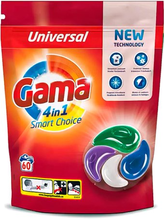 Капсулы для стирки Gama Универсальный 4 в 1 Smart Choice 60 шт - 1/1
