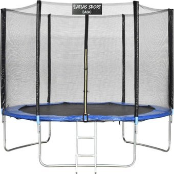 Батут Atlas Sport 312 см - 10ft Basic (с лестницей, внешняя сетка, синий) - 1/1
