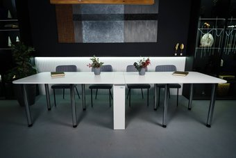 Стол-книга Stoloff Мечта 2960x850 (белый, опоры вкручиваемые, углы закругленные с роликами и ручками) - 1/1