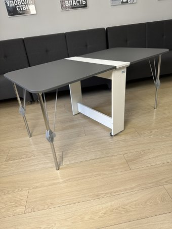 Стол-книга Stoloff Мечта 1600x850 (белый/антрацит, опоры складные, углы закругленные с роликами и ручками) - 1/1