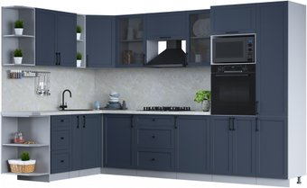 Готовая кухня Интерлиния Тренд 1.88x3.2 ВТ левая (индиго/индиго/опал светлый) - 1/1