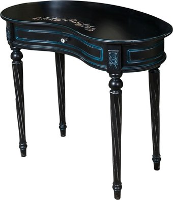 Туалетный столик без зеркала ГрандМодерн С деколью 89x40x75 (черный) - 1/1