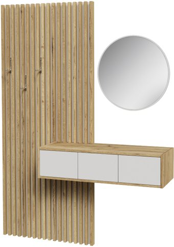 Стенка Интерлиния Lagom-2 LG-P (белый платинум/дуб золотой) - 1/1