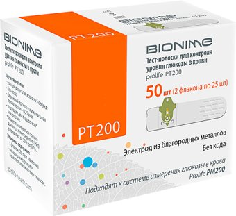 Тест-полоски Bionime PТ 200 (50 шт) - 1/1