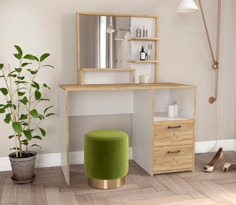 Туалетный столик с зеркалом Интерлиния Scandi SC-СТ1 (дуб золотой/белый платинум) - 1/1