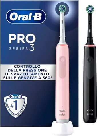 Комплект зубных щеток Oral-B Pro 3 3900N (черный/розовый) - 1/1