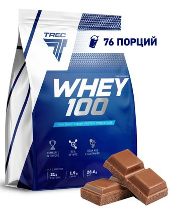 Протеин сывороточный (концентрат) Trec Nutrition Whey 100 (шоколад, 2270 г) - 1/1