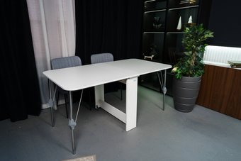 Стол-книга Stoloff Мечта 1600x850 (белый, опоры складные, углы закругленные с роликами и ручками) - 1/1