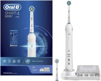 Электрическая зубная щетка Oral-B Smart 4 4000N Cross Action + Sensi UltraThin D601.525.3 (белый) - 1/1