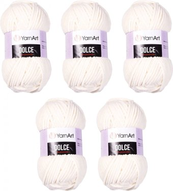 Набор пряжи для вязания Yarnart Dolce 745 (120 м, молочный, 5 мотков) - 1/1