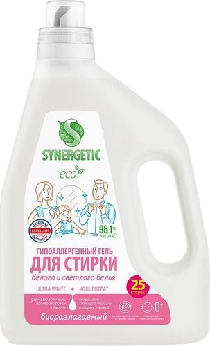 Гель для стирки Synergetic Ultra White отбеливающий 1.5 л - 1/1