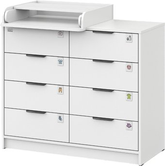 Детский комод Атон Мебель Zeus 1008 ЛДСП с шариковыми направляющими (белый) - 1/1