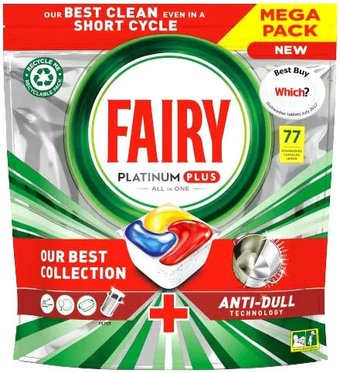 Капсулы для посудомоечной машины Fairy Platinum Plus Все в 1 Лимон (77 шт) - 1/1