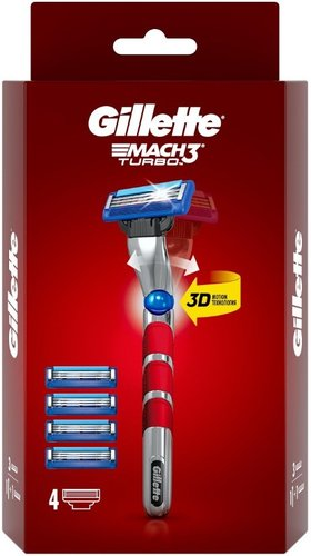 Бритвенный станок Gillette Mach3 Turbo 4 сменные кассеты 7702018583676 - 1/1