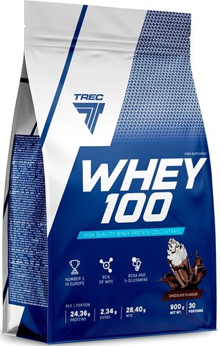 Протеин сывороточный (концентрат) Trec Nutrition Whey 100 (шоколад, 900 г) - 1/1
