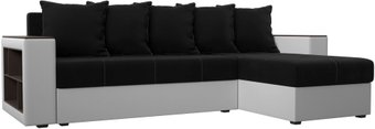 Угловой диван Лига диванов Дубай лайт правый 114184 (микровельвет черный/экокожа белый) - 1/1